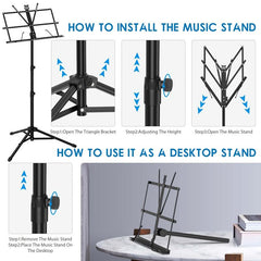 Folding Music Stand For Sheet Music Portable Music Stand
