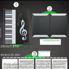 Piano Sheet Music Clip A4 Size Three fold Six page Capacity