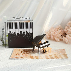 Hand Carved 3D Piano Greeting Card for Birthdays Graduations Holidays