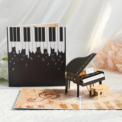 Hand Carved 3D Piano Greeting Card for Birthdays Graduations Holidays