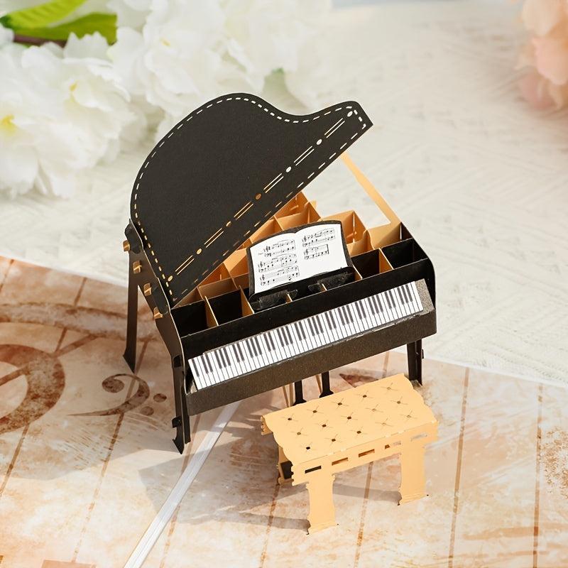 Hand Carved 3D Piano Greeting Card for Birthdays Graduations Holidays