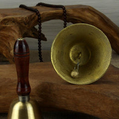 5 cm Chinese Handheld Copper Bell with Wooden Handle Decoration