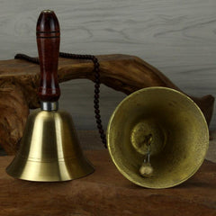 5 cm Chinese Handheld Copper Bell with Wooden Handle Decoration
