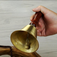 5 cm Chinese Handheld Copper Bell with Wooden Handle Decoration