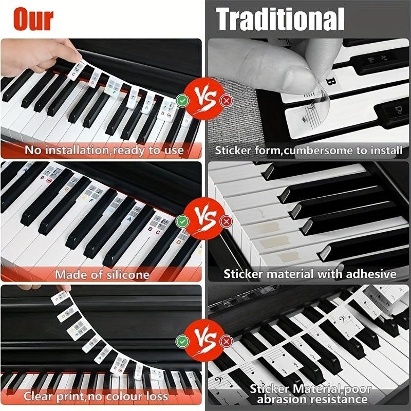 Removable Piano Keyboard Stickers For Beginner - 88 Key Full Size Reusable
