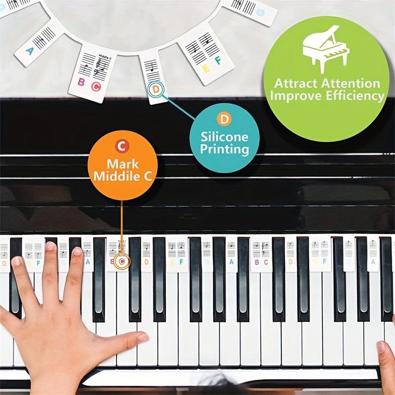 Removable Piano Keyboard Stickers For Beginner - 88 Key Full Size Reusable