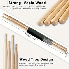Maple Drumsticks 5A 7A Classic Wood Tip Drum Sticks