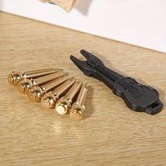 6pcs Brass Guitar Bridge Pins Set with Puller for String Replacement
