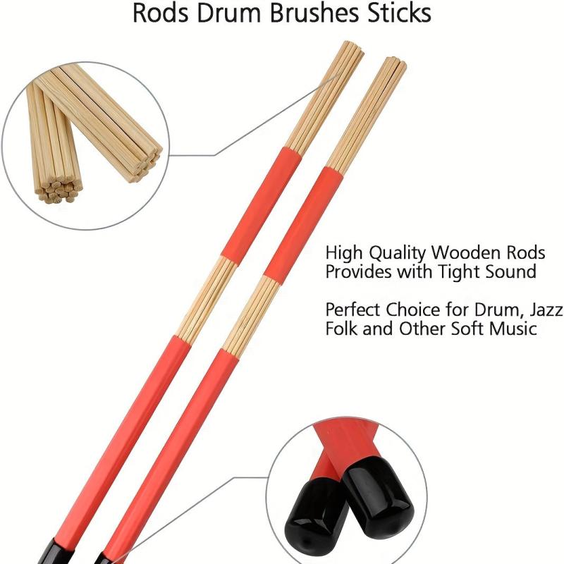 12pcs Drum Sticks Set 5A Maple Wood Drum Rods Drum Brushes Drum Dampeners
