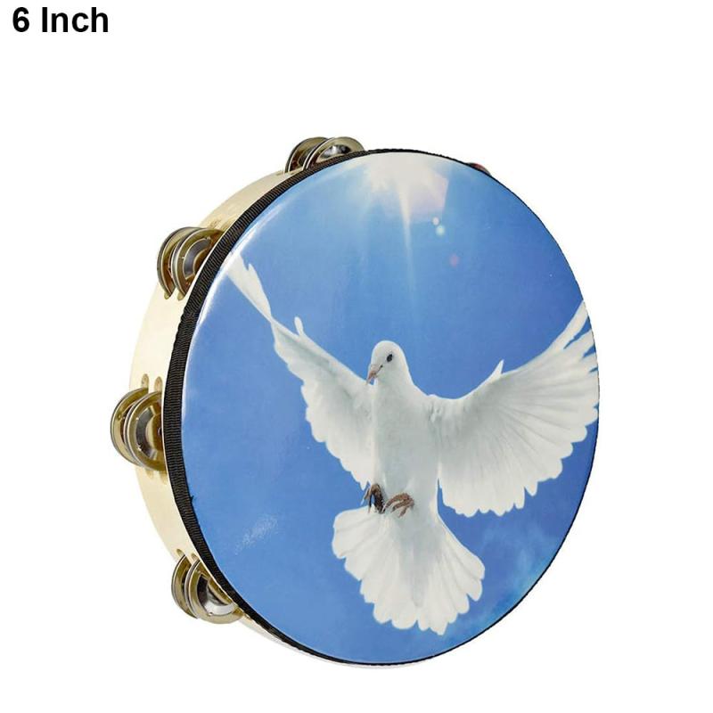 Hand Held Wood Tambourine Metal Jingles Musical Instrument