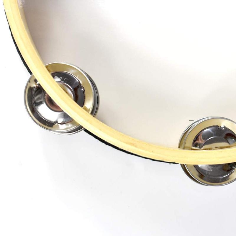 Hand Held Wood Tambourine Metal Jingles Musical Instrument