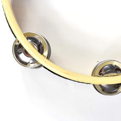 Hand Held Wood Tambourine Metal Jingles Musical Instrument