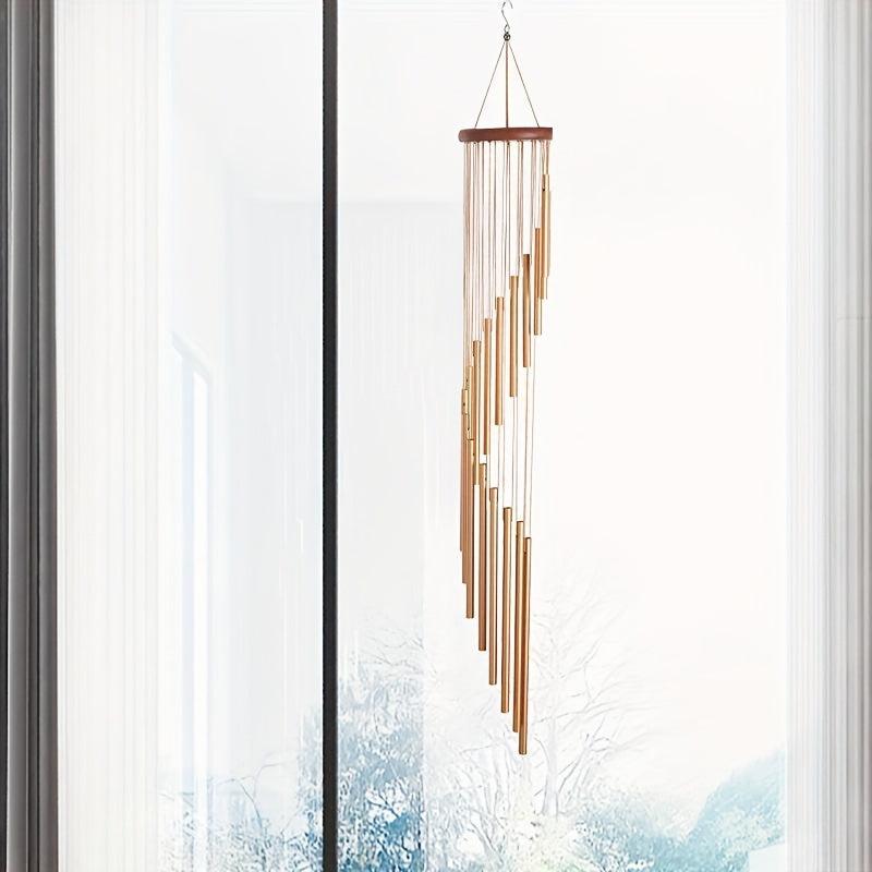 18 Pipe Metal Rotating Wind Chimes Hanging Ornament