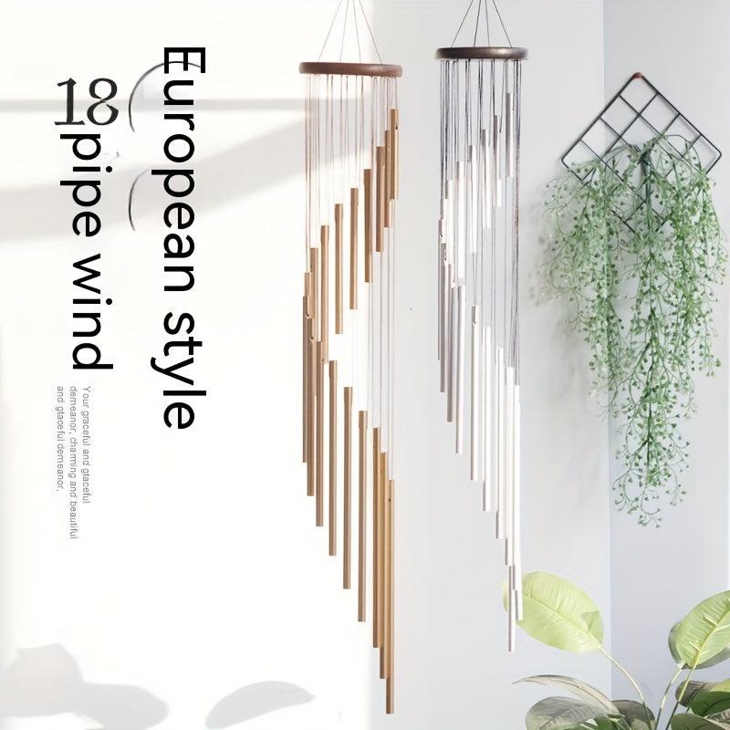 18 Pipe Metal Rotating Wind Chimes Hanging Ornament