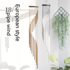 18 Pipe Metal Rotating Wind Chimes Hanging Ornament
