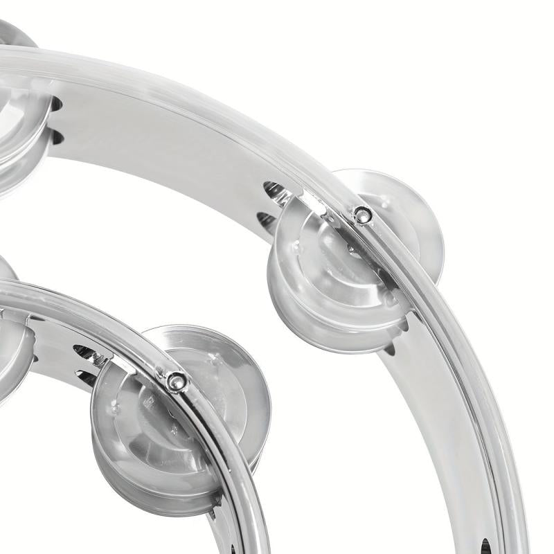 Handheld Tambourine with Electroplated Metal Bells for Adults