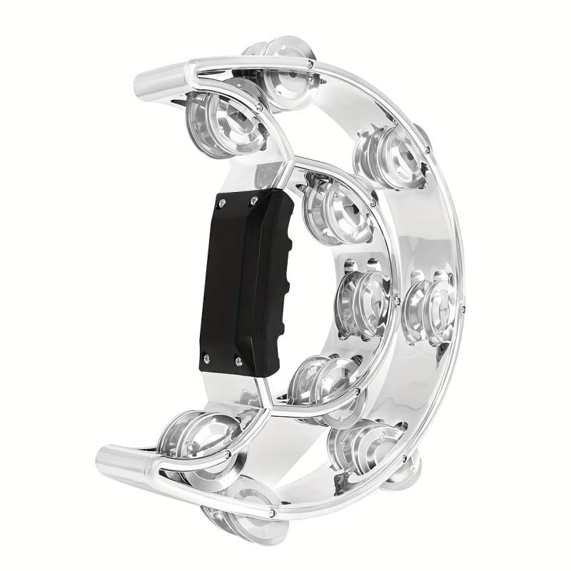 Handheld Tambourine with Electroplated Metal Bells for Adults