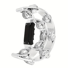 Handheld Tambourine with Electroplated Metal Bells for Adults