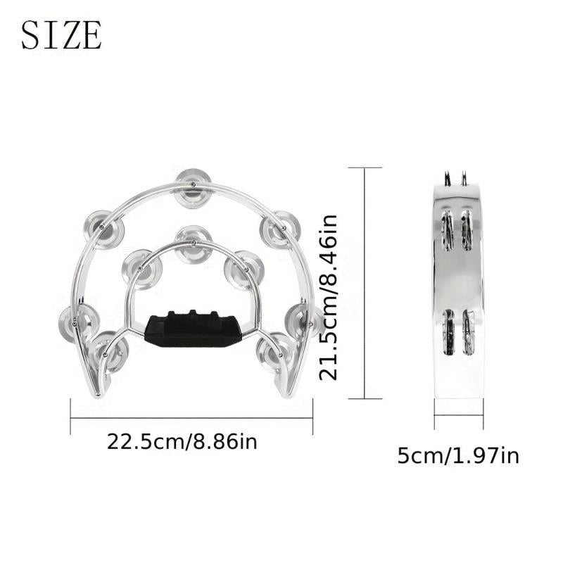 Handheld Tambourine with Electroplated Metal Bells for Adults