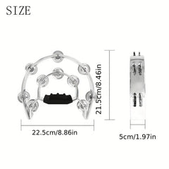 Handheld Tambourine with Electroplated Metal Bells for Adults