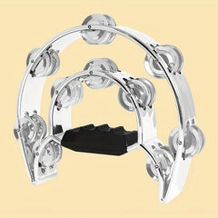 Handheld Tambourine with Electroplated Metal Bells for Adults