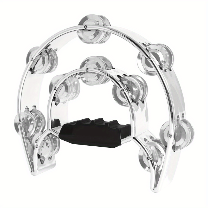 Handheld Tambourine with Electroplated Metal Bells for Adults