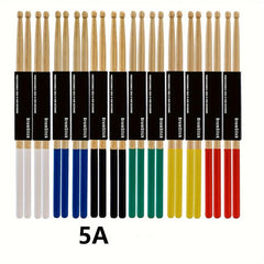 1Pair Drum Sticks Non Slip 5A Maple Wood Tip Drumsticks 6 Colors