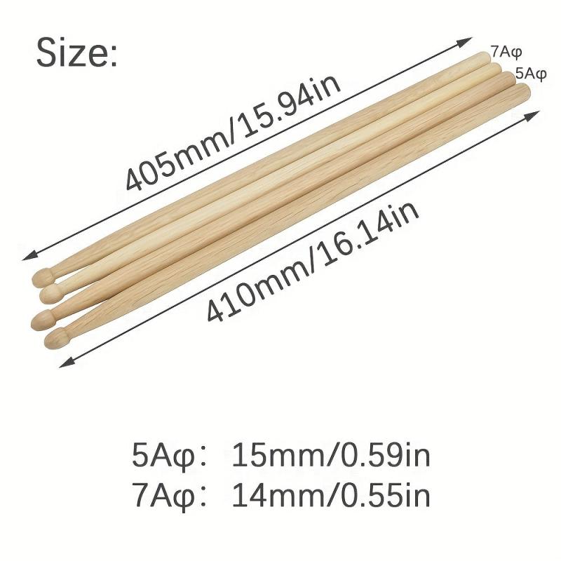 1 Pair Oak Drum Sticks 5A 7A Natural Drum Kit Drumsticks Accessories