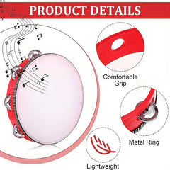 Manual Orff Percussion Tambourine Dancing Props High Wood Melodious Hand Drum