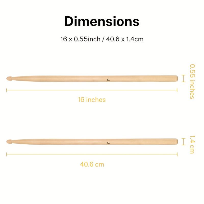 3 Pairs 5A Drumsticks Maple Wood Snare Drumsticks With Bag Great Gift