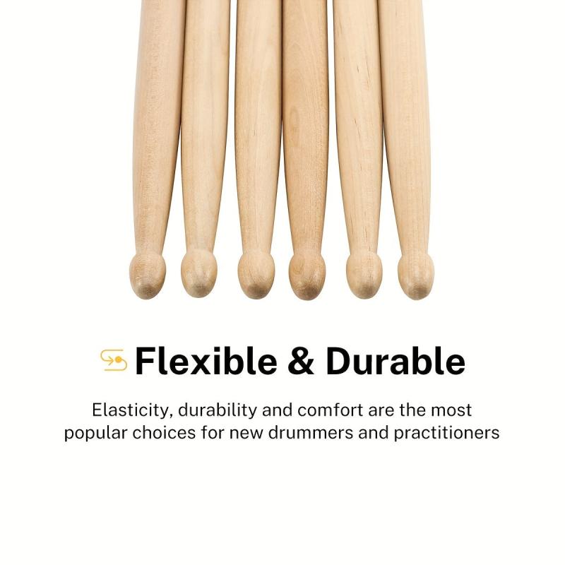 3 Pairs 5A Drumsticks Maple Wood Snare Drumsticks With Bag Great Gift