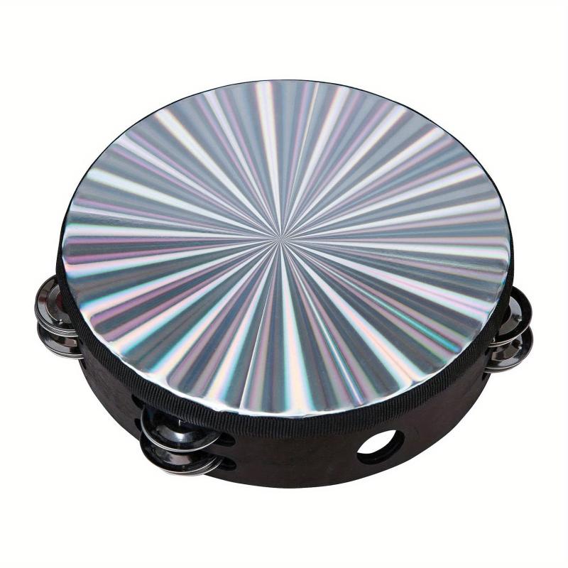 Reflective Tambourine Hand Held Drum Double Row Jingles 15-32 cm