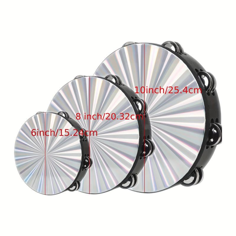 Reflective Tambourine Hand Held Drum Double Row Jingles 15-32 cm