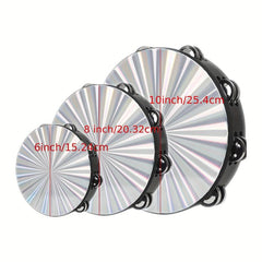 Reflective Tambourine Hand Held Drum Double Row Jingles 15-32 cm