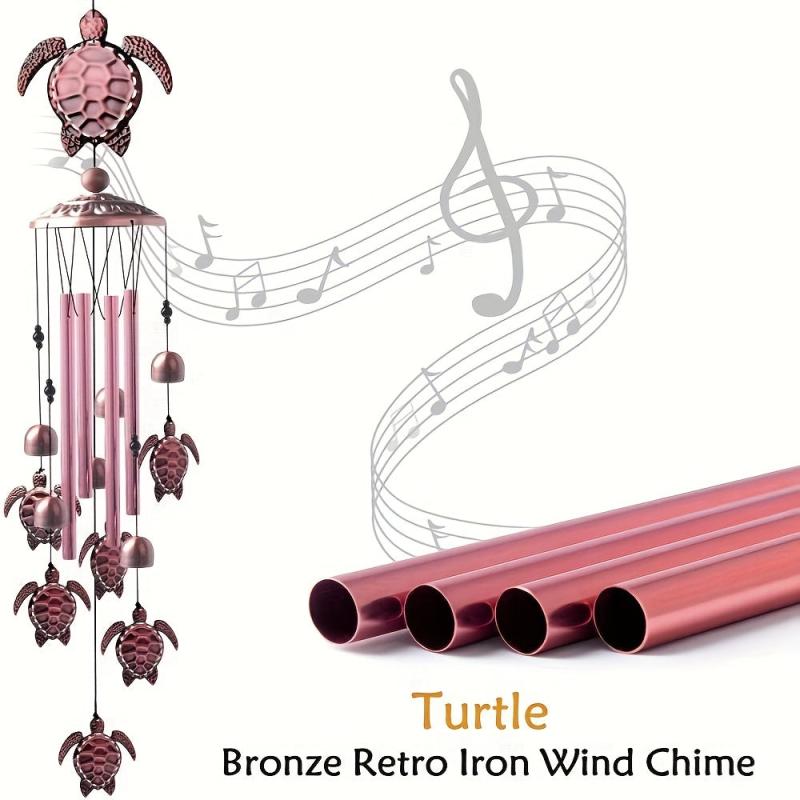 Sea Turtle Wind Chimes Aluminum Tubes with Bronze Iron Bells