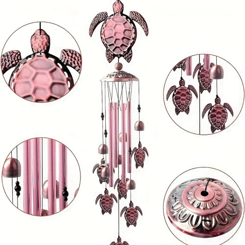 Sea Turtle Wind Chimes Aluminum Tubes with Bronze Iron Bells