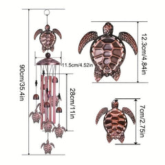 Sea Turtle Wind Chimes Aluminum Tubes with Bronze Iron Bells
