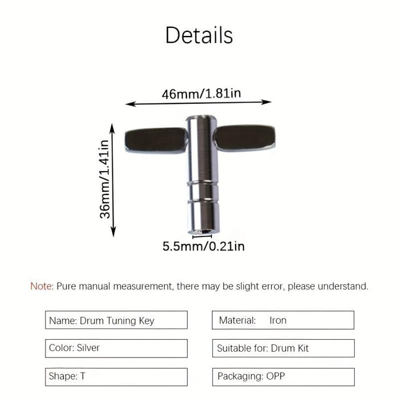 Rocker Drum Tuning Key Silvery - Quick Disassembly & Installation Tool