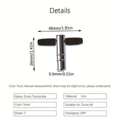 Rocker Drum Tuning Key Silvery - Quick Disassembly & Installation Tool