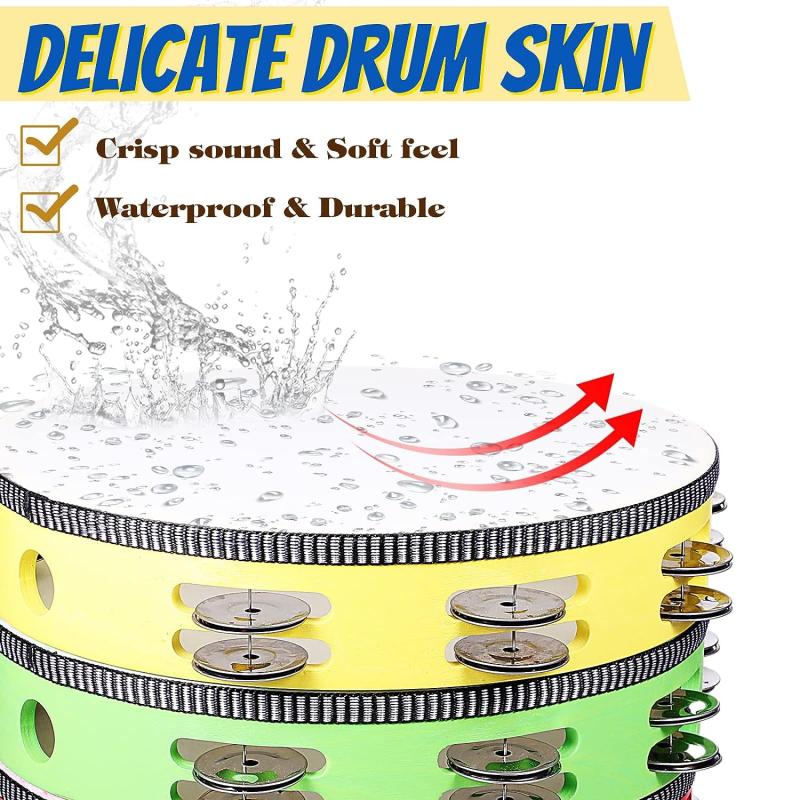 10 Inch Double Row Bell Wood Tambourine Hand Held Drum