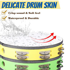 10 Inch Double Row Bell Wood Tambourine Hand Held Drum