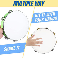 10 Inch Double Row Bell Wood Tambourine Hand Held Drum