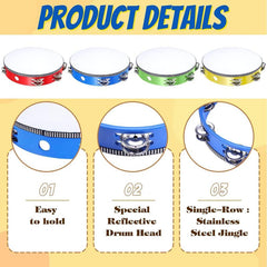 10 Inch Double Row Bell Wood Tambourine Hand Held Drum
