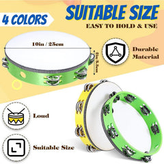 10 Inch Double Row Bell Wood Tambourine Hand Held Drum