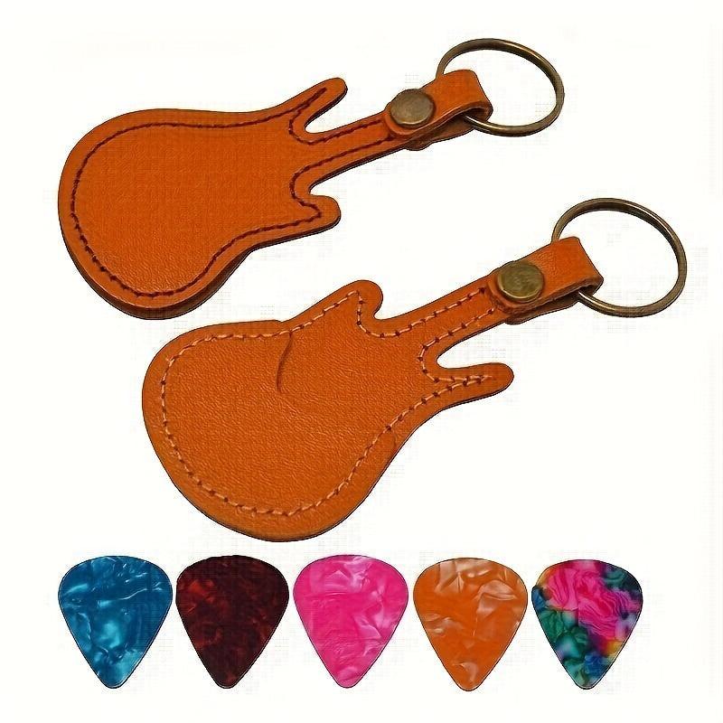 Guitar Shaped Key Chain Pick Storage Set