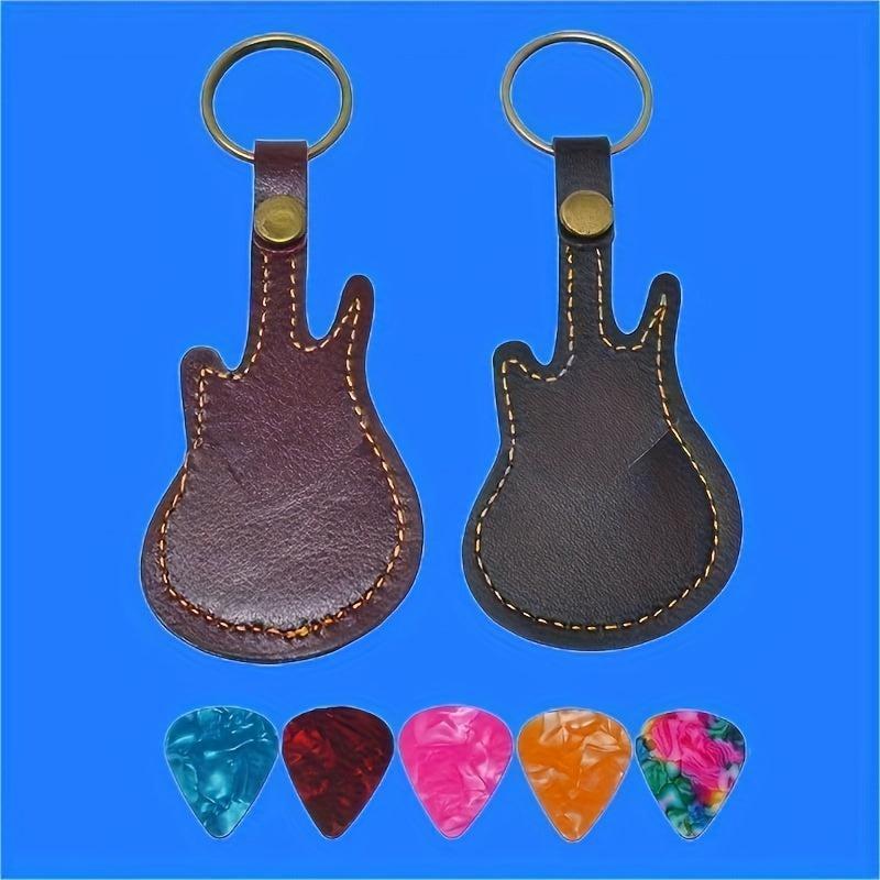 Guitar Shaped Key Chain Pick Storage Set