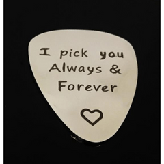 I PICK YOU Stainless Steel Guitar Pick Stylish Music Decoration