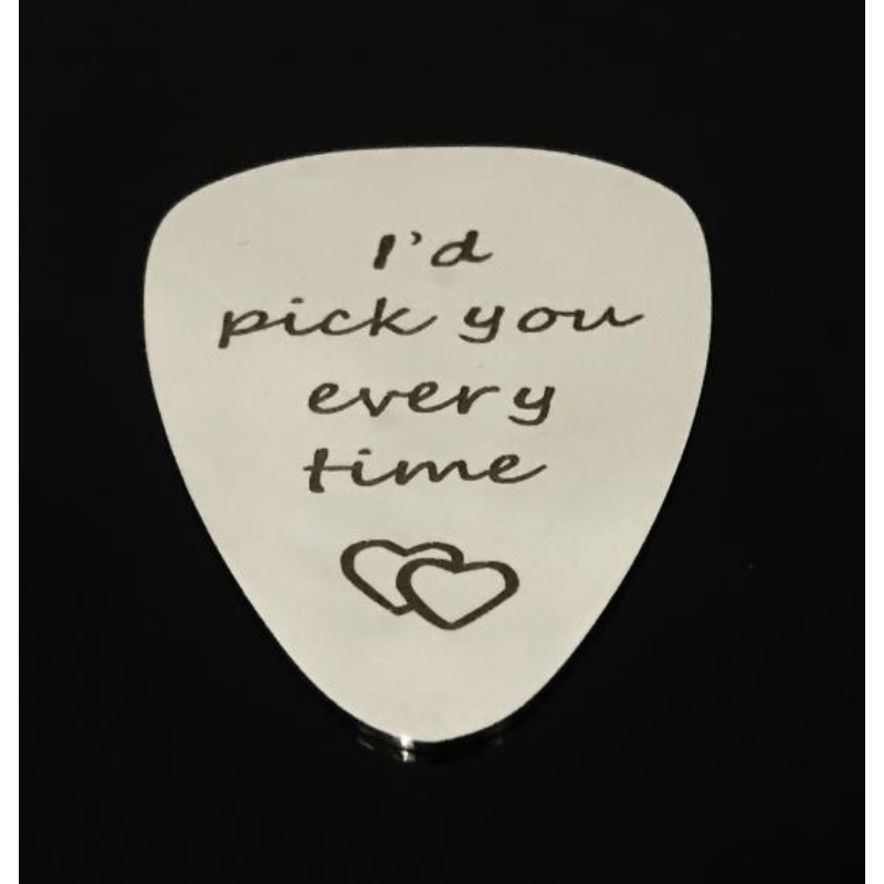 I PICK YOU Stainless Steel Guitar Pick Stylish Music Decoration