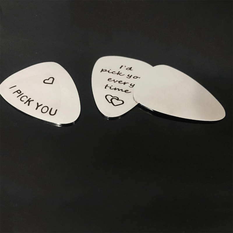 I PICK YOU Stainless Steel Guitar Pick Stylish Music Decoration