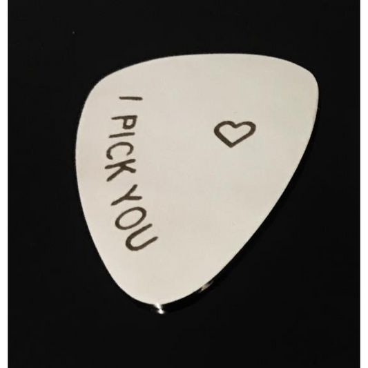 I PICK YOU Stainless Steel Guitar Pick Stylish Music Decoration